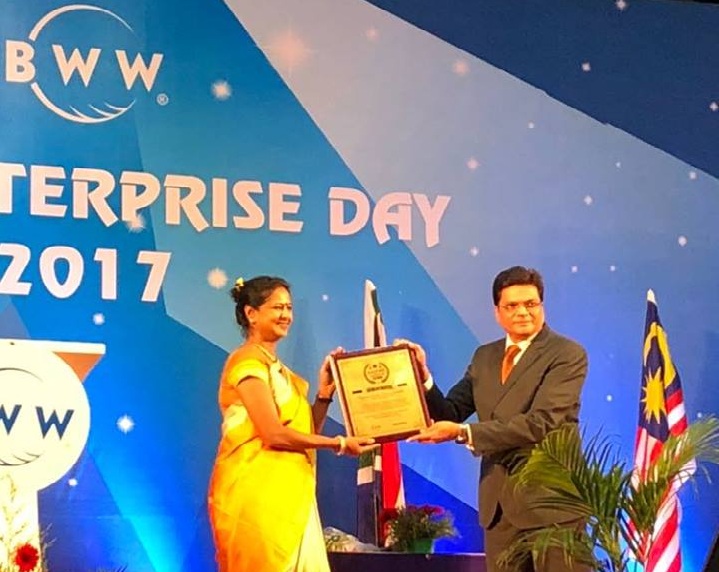 Dr. Vasudha Prakash was conferred the Award of Excellence in Social Significance at BWW Global's Inspire Awards 2017 